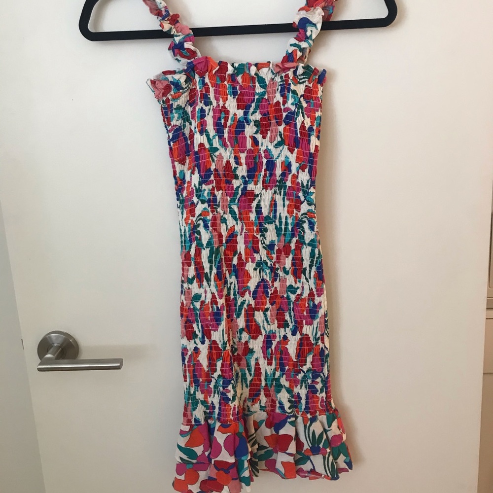 Olivaceous Multicolor Smocked Sundress - White, Red, Blue, Green, Pink